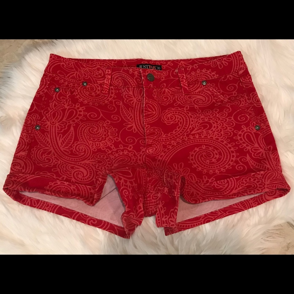 Justfab Pink Pasley Shorts